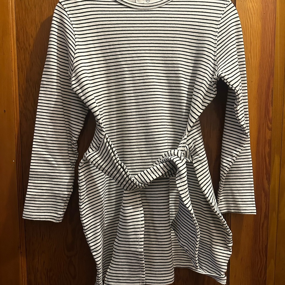 Striped Long Sleeve Dress with Belt